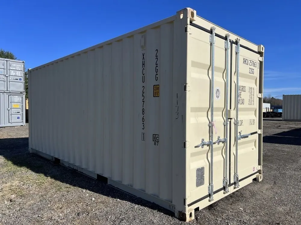 20′-Lagercontainer One-Trip mit Seitentüren (beige, Standardhöhe) – Bild 8 von 10