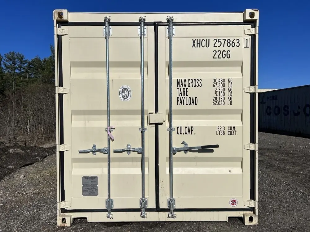 20′-Lagercontainer One-Trip mit Seitentüren (beige, Standardhöhe) – Bild 9 von 10