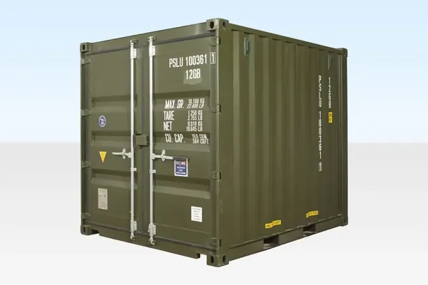 10-Fuß-Seecontainer One-Trip, grün (RAL 6007)